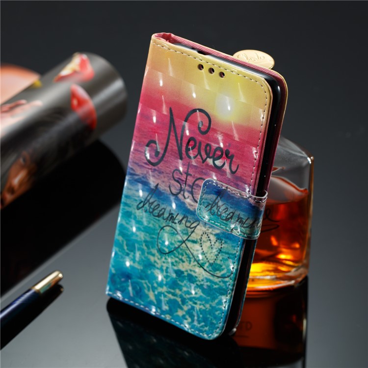 Vivid Pattern Stand Leather Wallet Cellphone Casing Cover for Huawei Mate 10 Lite / nova 2i / Maimang 6 / Honor 9i (India) - Blue Wave-4