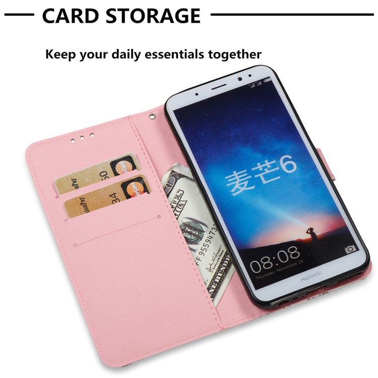 Vivid Pattern Stand Leather Wallet Cellphone Casing Cover for Huawei Mate 10 Lite / nova 2i / Maimang 6 / Honor 9i (India) - Blue Wave-7