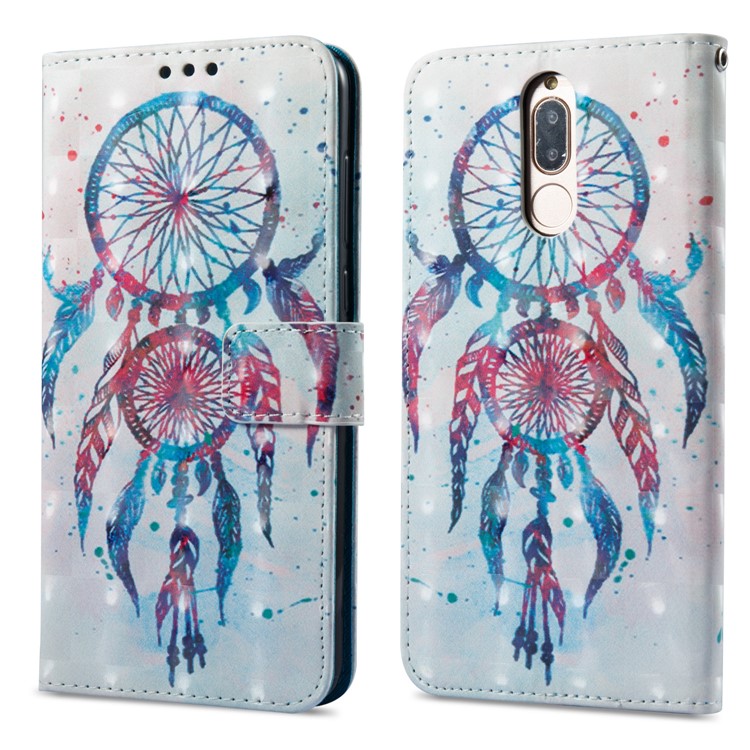 Vivid Pattern Stand Leather Wallet Phone Cover for Huawei Mate 10 Lite / nova 2i / Maimang 6 / Honor 9i (India) - Colorful Dream Catcher-1