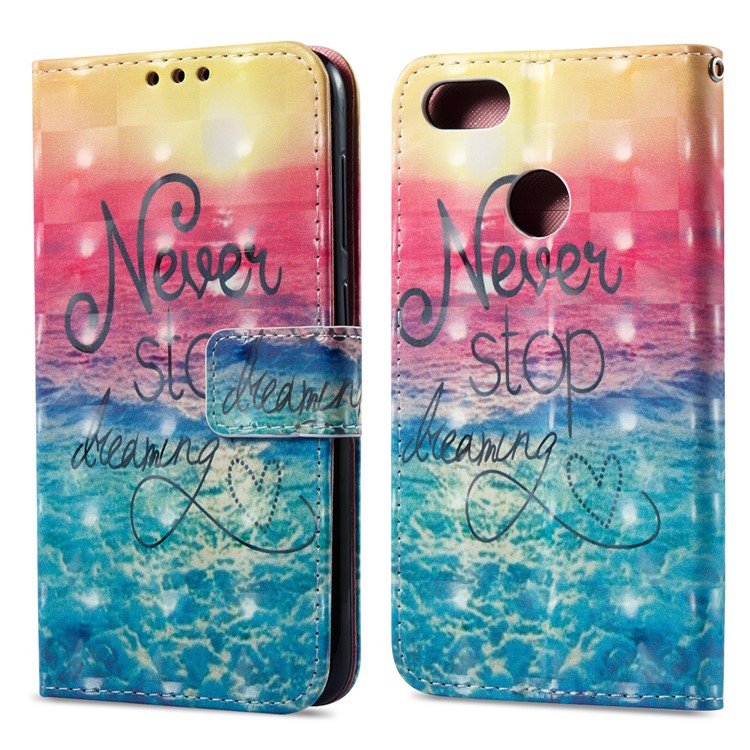 3D Vivid Pattern Stand Leather Wallet Cellphone Case for Huawei P9 Lite Mini / Enjoy 7 / Y6 Pro (2017) - Blue Wave-1