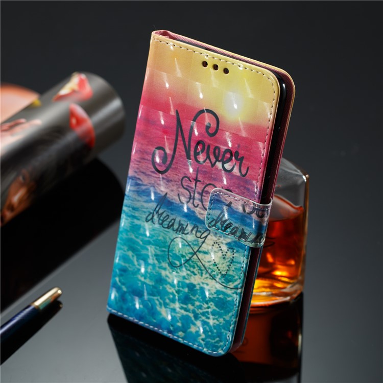 3D Vivid Pattern Stand Leather Wallet Cellphone Case for Huawei P9 Lite Mini / Enjoy 7 / Y6 Pro (2017) - Blue Wave-4
