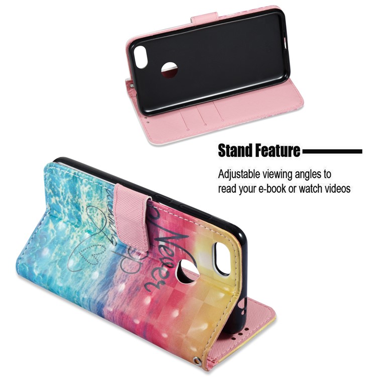 3D Vivid Pattern Stand Leather Wallet Cellphone Case for Huawei P9 Lite Mini / Enjoy 7 / Y6 Pro (2017) - Blue Wave-6