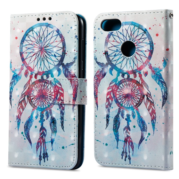 3D Vivid Pattern Stand Leather Wallet Phone Casing Cover for Huawei P9 Lite Mini / Enjoy 7 / Y6 Pro (2017) - Colorful Dream Catcher-1