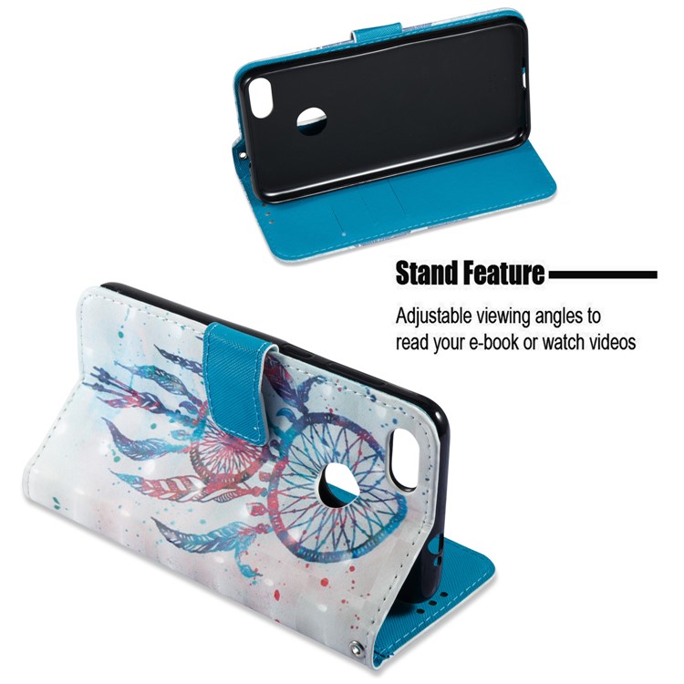 3D Vivid Pattern Stand Leather Wallet Phone Casing Cover for Huawei P9 Lite Mini / Enjoy 7 / Y6 Pro (2017) - Colorful Dream Catcher-6