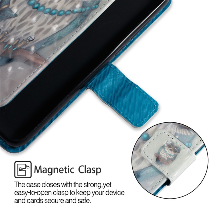 3D Vivid Pattern Stand Leather Wallet Phone Accessory Cover for Huawei P9 Lite Mini / Enjoy 7 / Y6 Pro (2017) - Owl-3