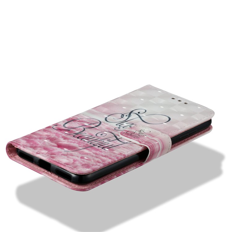 3D Vivid Pattern Stand Leather Wallet Phone Accessory Case for Huawei P9 Lite Mini / Enjoy 7 / Y6 Pro (2017) - Pink Wave-5