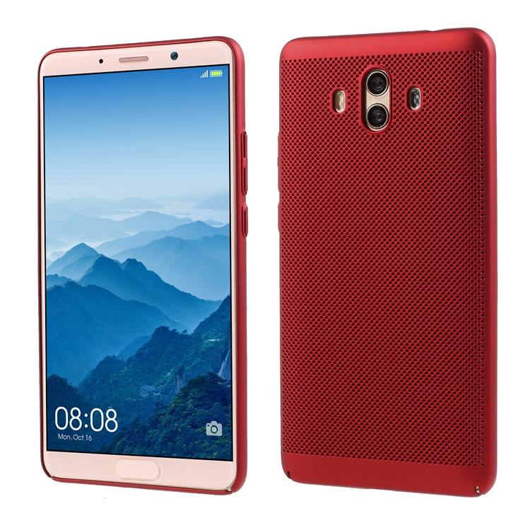 Hollow Mesh Heat Dissipation Hard PC Mobile Case for Huawei Mate 10 - Red-1