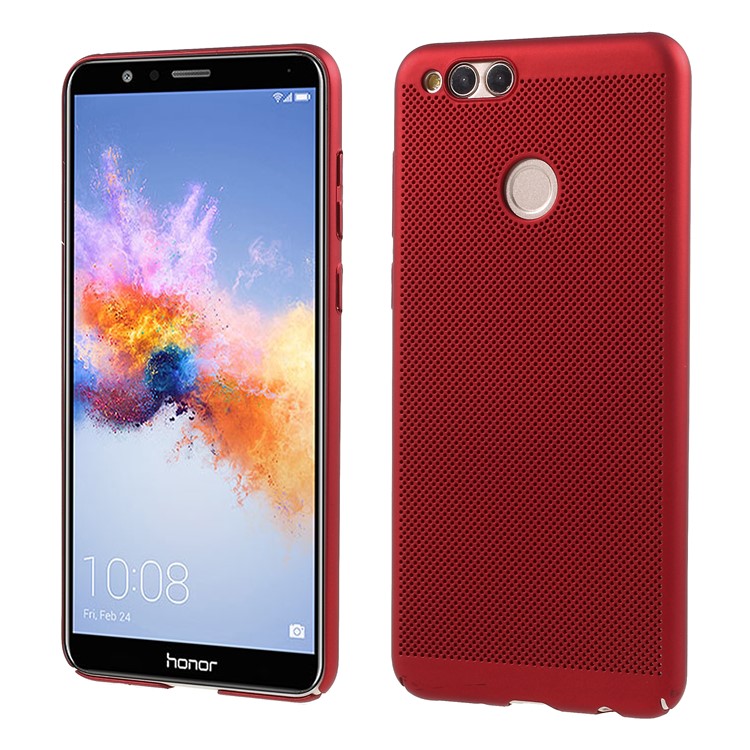 Hollow Mesh Heat Dissipation PC Shell for Huawei Honor 7X - Red-1