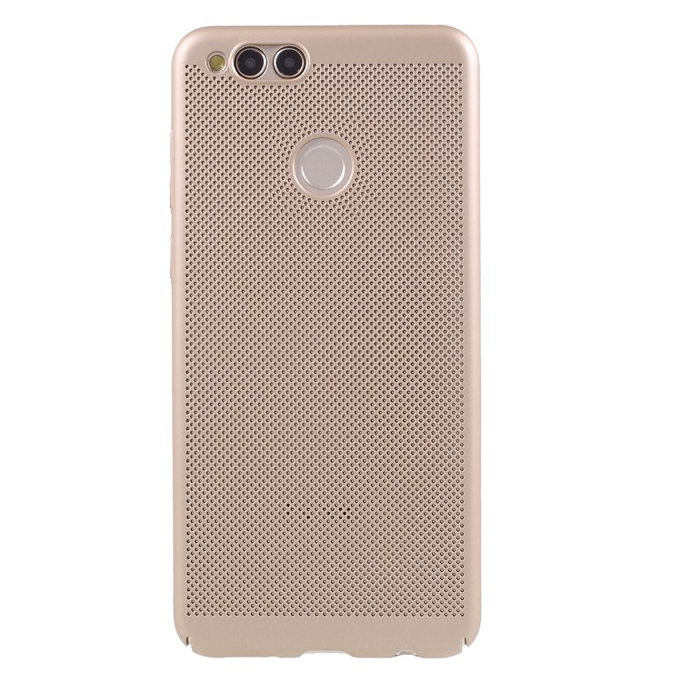 For Huawei Honor 7X Hollow Mesh Heat Dissipation PC Protection Back Casing - Gold-1