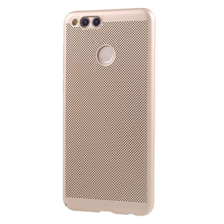 For Huawei Honor 7X Hollow Mesh Heat Dissipation PC Protection Back Casing - Gold-3