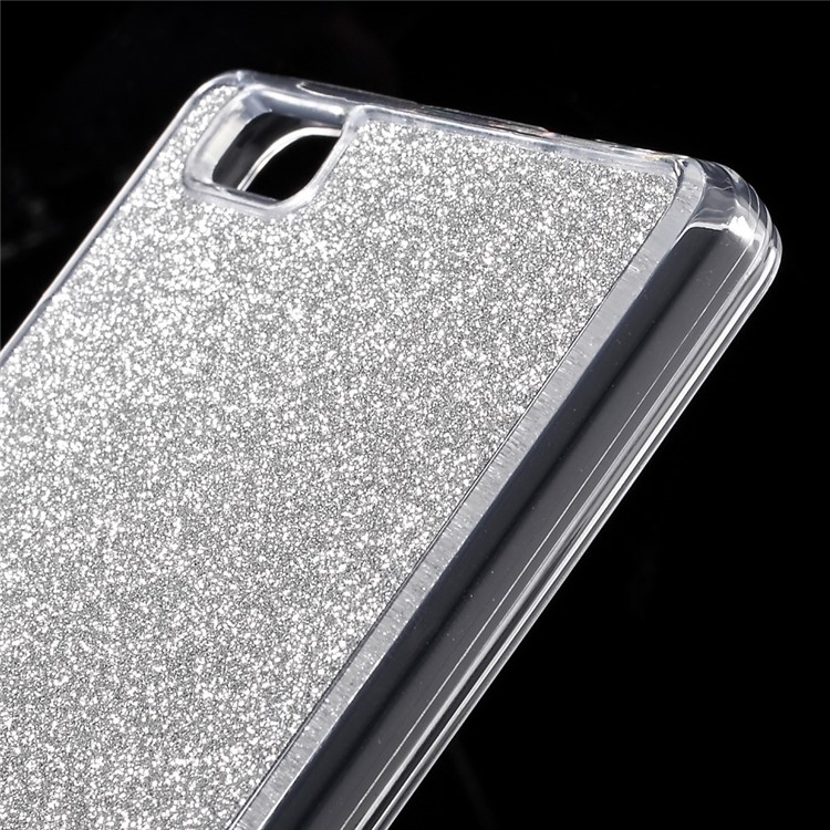 Glitter Powder TPU Phone Cover for Huawei Ascend P8 Lite - Silver-4