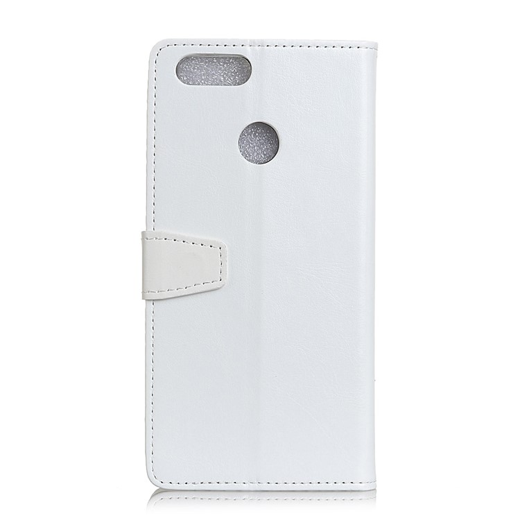 Crazy Horse Leather Wallet Cover for Huawei P Smart / Enjoy 7S - White-2