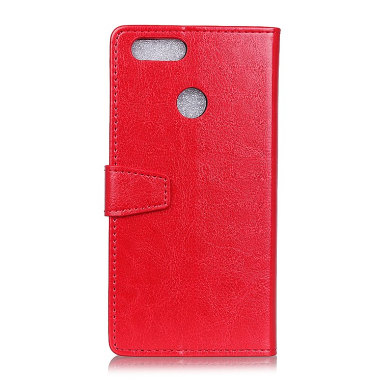Crazy Horse Leather Wallet Shell Case for Huawei P Smart / Enjoy 7S - Red-2
