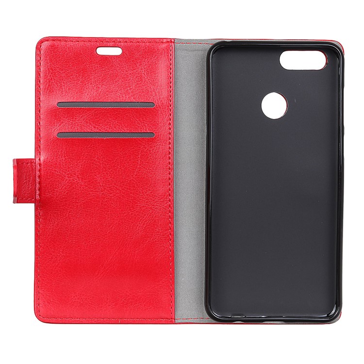 Crazy Horse Leather Wallet Shell Case for Huawei P Smart / Enjoy 7S - Red-4