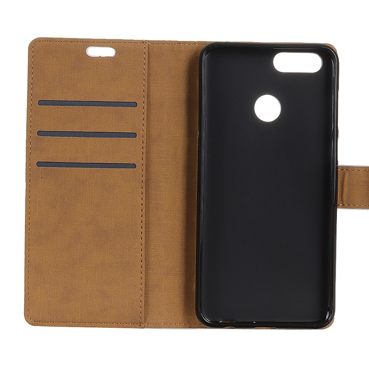 PU Leather Wallet Stand Cell Phone Case for Huawei P Smart / Enjoy 7S - Black-7
