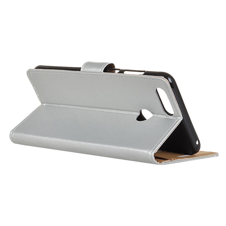 PU Leather Wallet Stand Phone Cover for Huawei P Smart / Enjoy 7S - Silver-4
