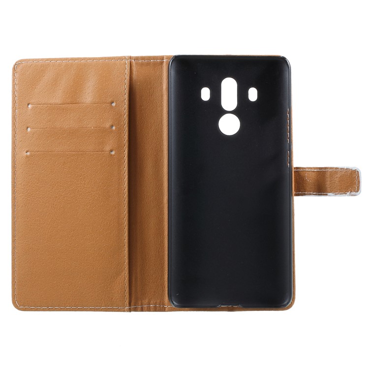 Pattern Printing Magnetic Leather Stand Casing for Huawei Mate 10 Pro - Wolf Howling At Full Moon Night-11