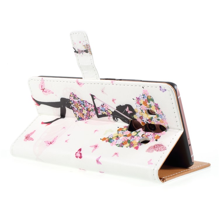 Pattern Printing Magnetic Leather Stand Phone Casing for Huawei Mate 10 Pro - Flowered Girl Holding Umbrella-4