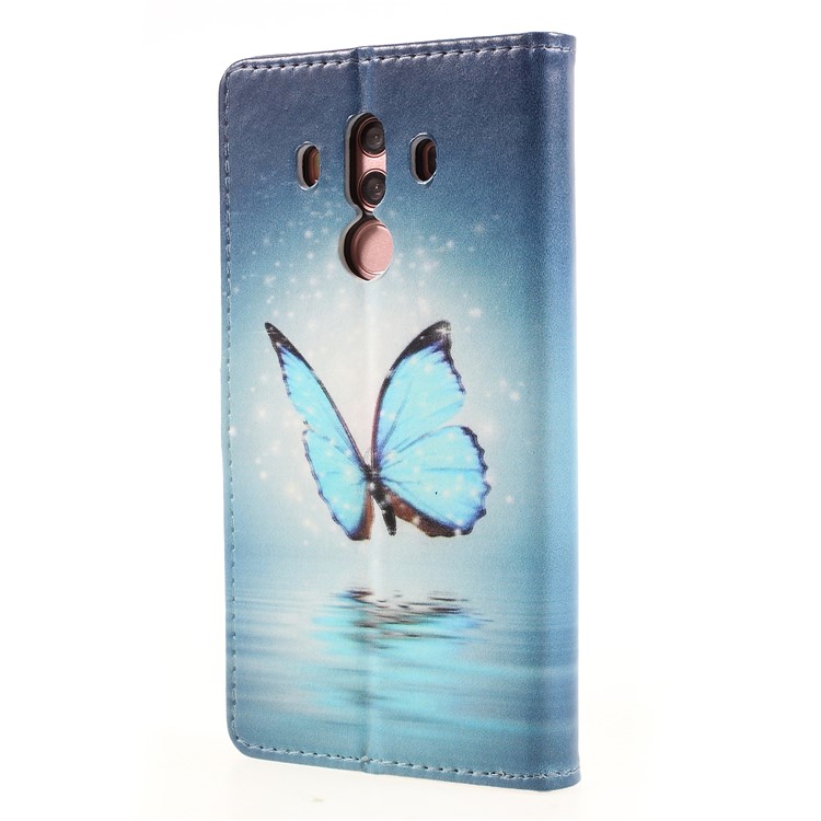 Pattern Printing Magnetic Leather Stand Cellphone Case for Huawei Mate 10 Pro - Butterflies On Lake-2