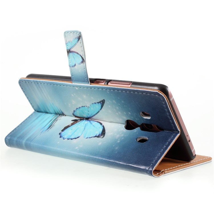 Pattern Printing Magnetic Leather Stand Cellphone Case for Huawei Mate 10 Pro - Butterflies On Lake-5