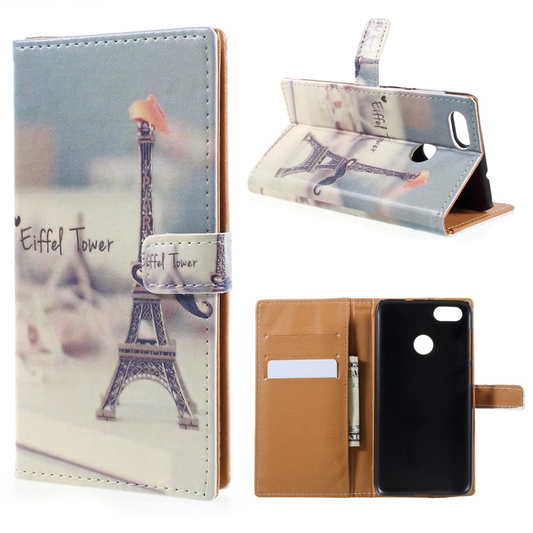 Pattern Printing Magnetic Leather Stand Phone Cover for Huawei Y6 Pro (2017) / Enjoy 7 / P9 lite mini - Eiffel Tower-1