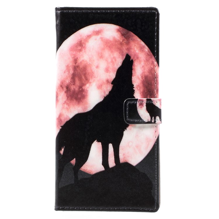 Pattern Printing Magnetic Leather Stand Phone Accessory Shell for Huawei Y6 Pro (2017) / Enjoy 7 / P9 lite mini - Wolf Howling At Full Moon Night-1