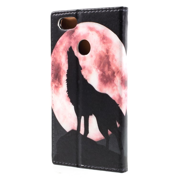 Pattern Printing Magnetic Leather Stand Phone Accessory Shell for Huawei Y6 Pro (2017) / Enjoy 7 / P9 lite mini - Wolf Howling At Full Moon Night-2