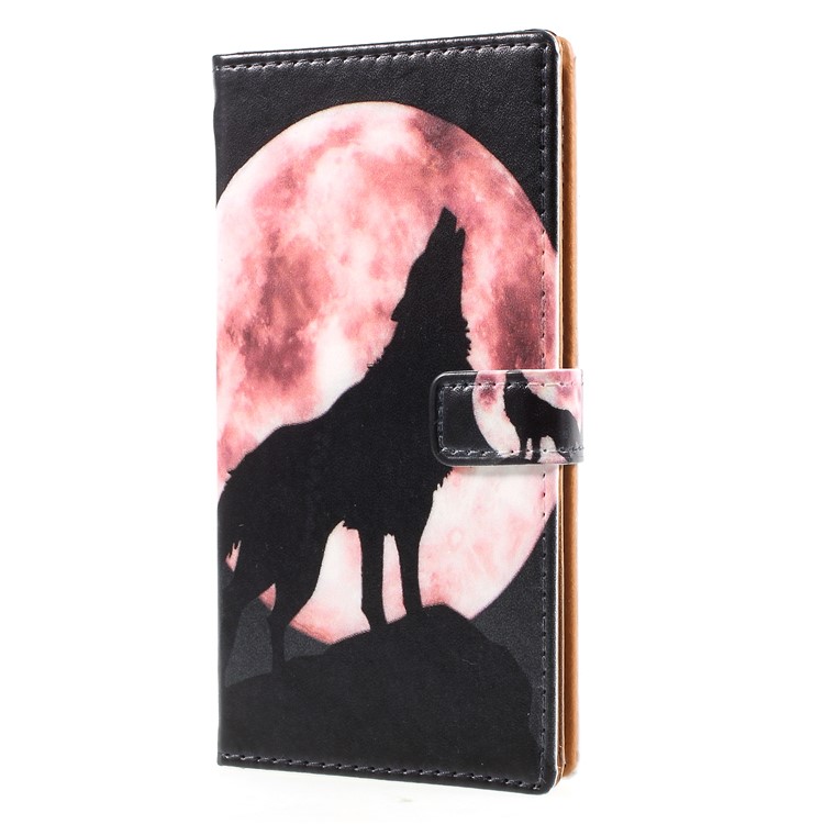 Pattern Printing Magnetic Leather Stand Phone Accessory Shell for Huawei Y6 Pro (2017) / Enjoy 7 / P9 lite mini - Wolf Howling At Full Moon Night-3