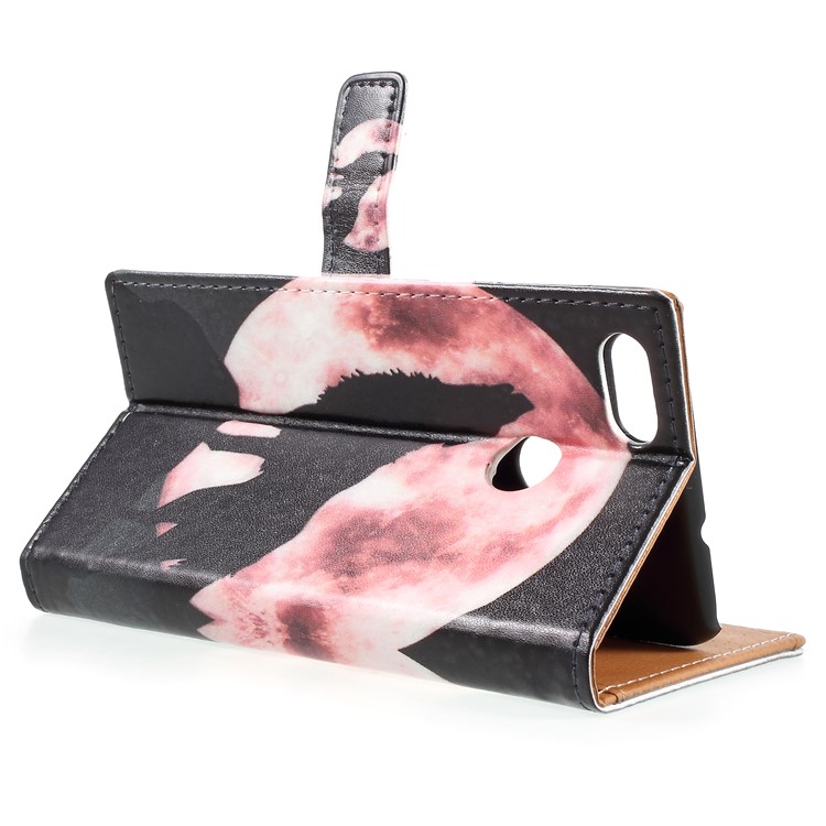 Pattern Printing Magnetic Leather Stand Phone Accessory Shell for Huawei Y6 Pro (2017) / Enjoy 7 / P9 lite mini - Wolf Howling At Full Moon Night-4