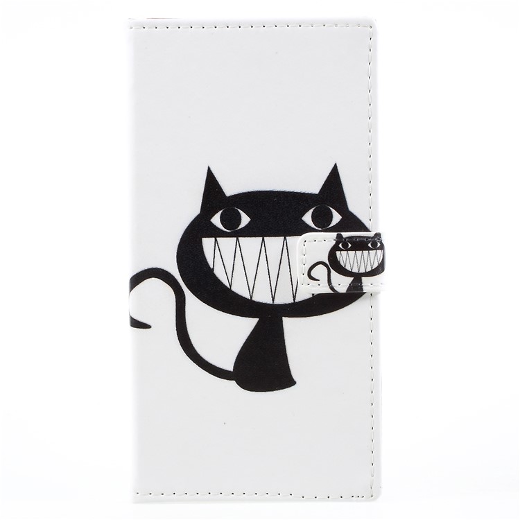 Impressão Padrão De Couro Magnético Stand Capa Do Telefone Para Huawei Y6 Pro (2017) / Aproveite 7 / P9 lite mini - Gato Dos Desenhos Animados-1