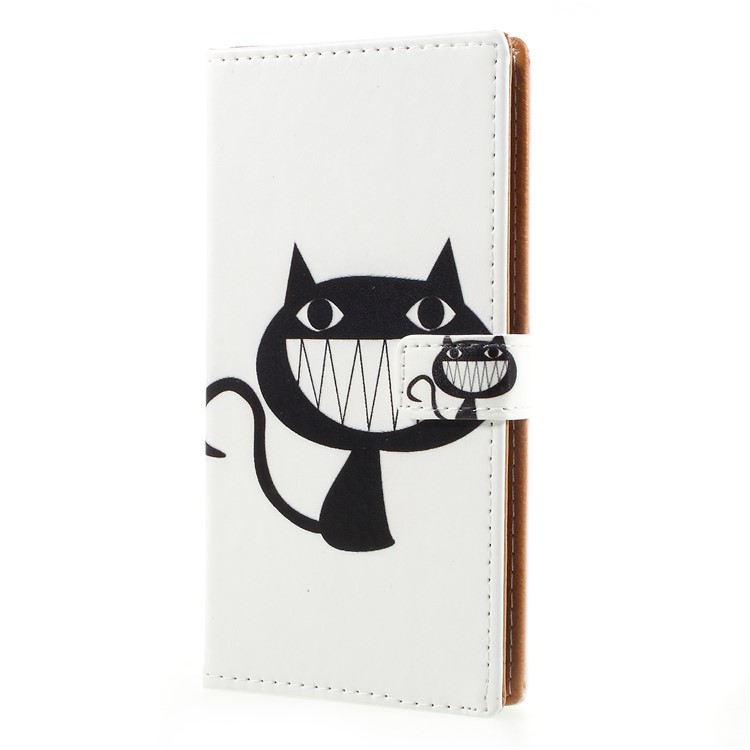 Impressão Padrão De Couro Magnético Stand Capa Do Telefone Para Huawei Y6 Pro (2017) / Aproveite 7 / P9 lite mini - Gato Dos Desenhos Animados-3