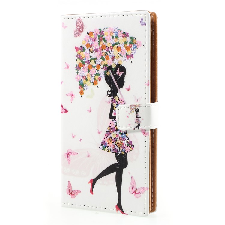 Pattern Printing Magnetische Leder Stehen Mobile Zubehör Abdeckung Für Huawei Y6 Pro (2017) / Genieße 7 / P9 Lite Mini - Geblühtes Mädchen, Das Regenschirm Hält-3