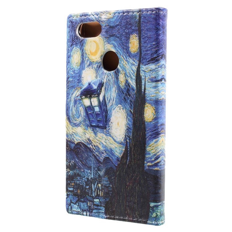 Coperture Del Telefono Cellulare Del Basamento Di Cuoio Magnetico Di Stampa Di Modello Per Huawei Y6 Pro (2017) / Goditi 7 / P9 lite mini - Cielo Stellato-2