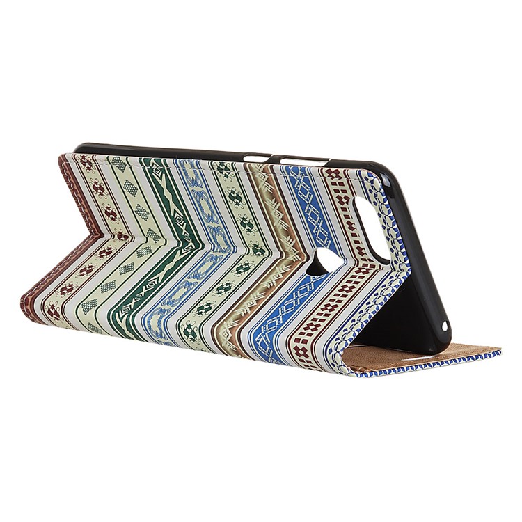 Wallet Stand Leather Patterned Phone Casing Cover for Huawei Honor 9 Youth Edition/Honor 9 Lite - Ethnic Style Pattern-3