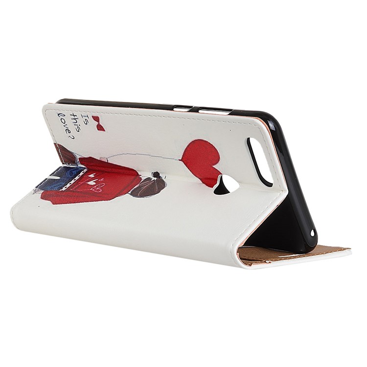Wallet Stand Leather Patterned Mobile Casing for Huawei Honor 9 Youth Edition/Honor 9 Lite - Girl Holding Heart Balloon-3