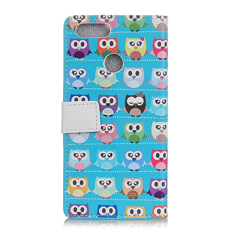 Wallet Stand Leather Patterned Mobile Protection Case for Huawei Honor 9 Youth Edition/Honor 9 Lite - Multiple Colorful Owls-2