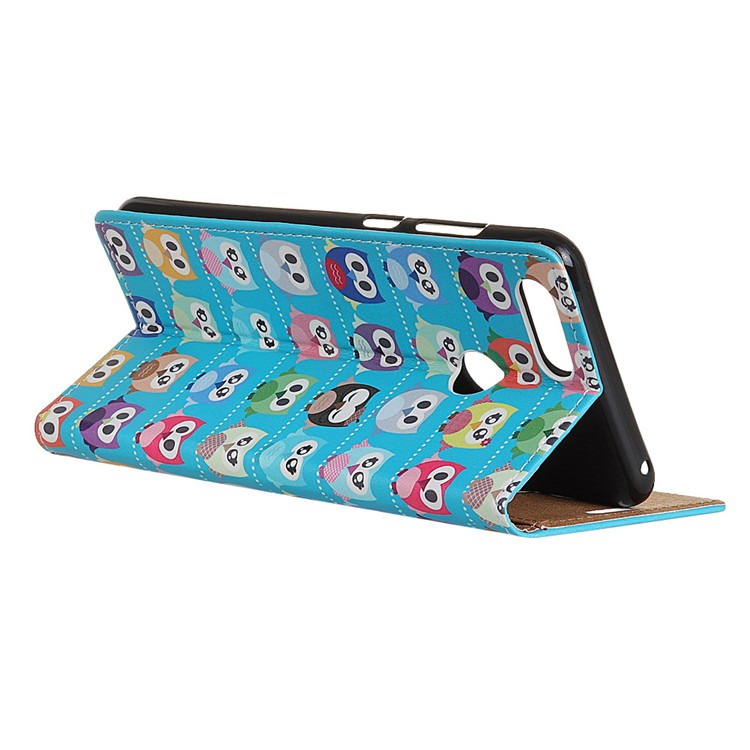 Wallet Stand Leather Patterned Mobile Protection Case for Huawei Honor 9 Youth Edition/Honor 9 Lite - Multiple Colorful Owls-3