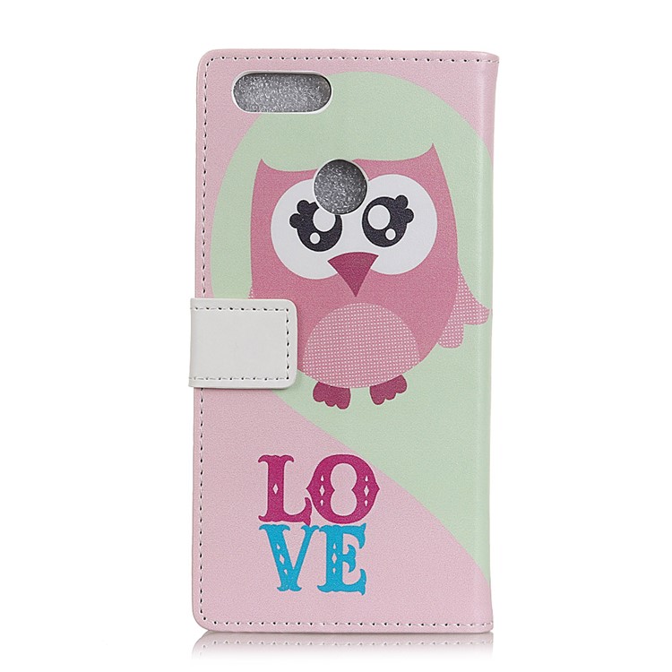 Wallet Stand Leather Patterned Mobile Protection Casing for Huawei Honor 9 Youth Edition/Honor 9 Lite - Owl and Love Word-2