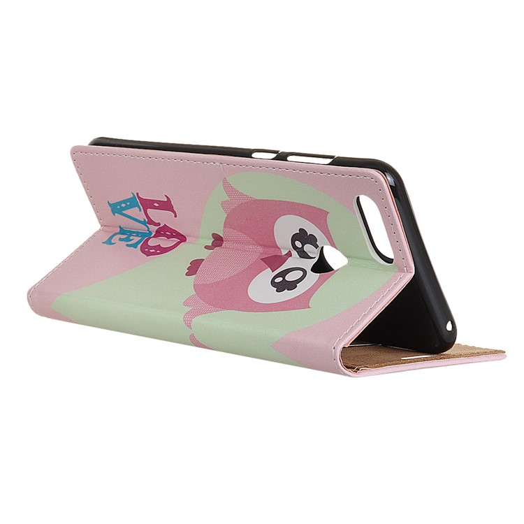 Wallet Stand Leather Patterned Mobile Protection Casing for Huawei Honor 9 Youth Edition/Honor 9 Lite - Owl and Love Word-3