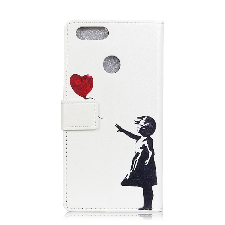 Wallet Stand Leather Patterned Mobile Phone Casing for Huawei Honor 9 Youth Edition/Honor 9 Lite - Girl Releasing Balloon-2