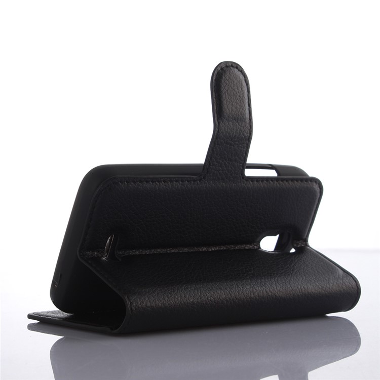 Lychee Grain Leather Wallet Cover for Huawei Y3 Y360 - Black-5