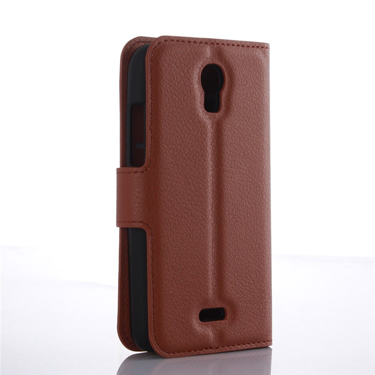 Lychee Grain Leather Card Holder Case for Huawei Y3 Y360 - Brown-2