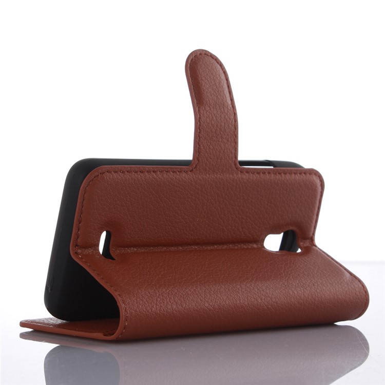 Lychee Grain Leather Card Holder Case for Huawei Y3 Y360 - Brown-5