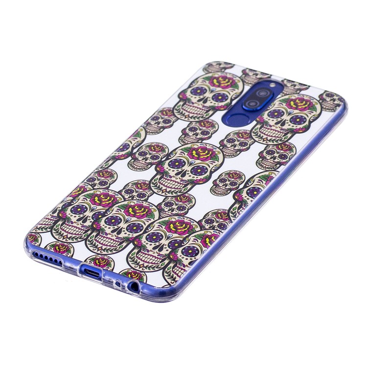 Luminous Glow Pattern Printing TPU Case for Huawei Mate 10 Lite / nova 2i / Maimang 6 / Honor 9i (India) - Floral Skulls-2
