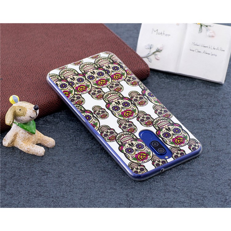 Luminous Glow Pattern Printing TPU Case for Huawei Mate 10 Lite / nova 2i / Maimang 6 / Honor 9i (India) - Floral Skulls-5