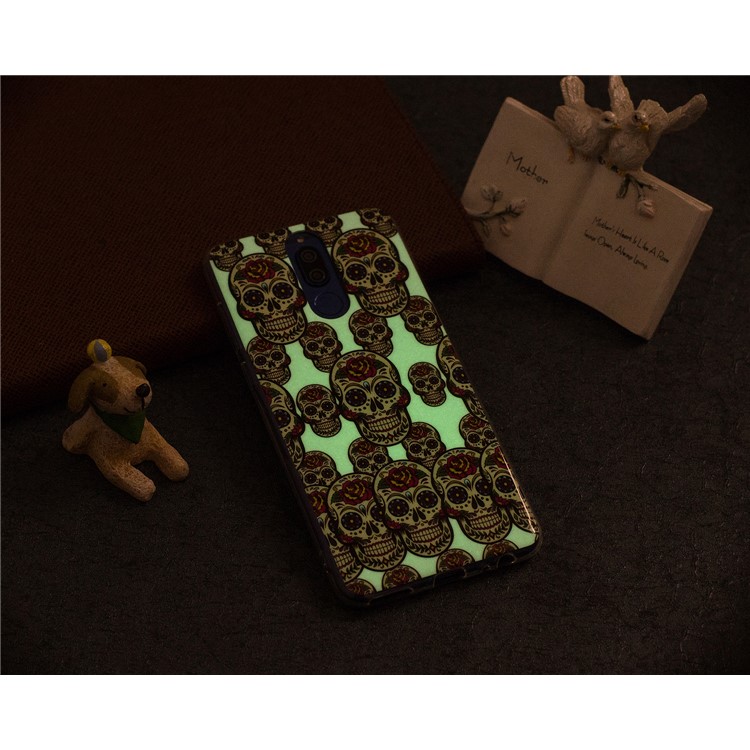 Luminous Glow Pattern Printing TPU Case for Huawei Mate 10 Lite / nova 2i / Maimang 6 / Honor 9i (India) - Floral Skulls-6