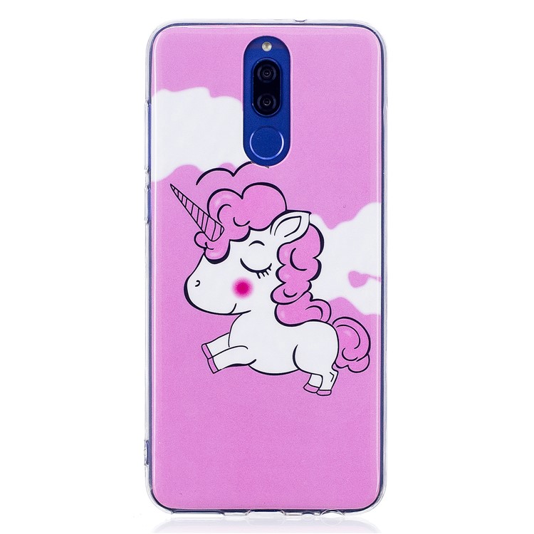 Luminous Glow Pattern Printing TPU Cover for Huawei Mate 10 Lite / nova 2i / Maimang 6 / Honor 9i (India) - Rose Background and Unicorn-1