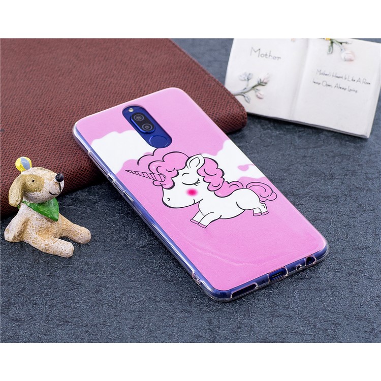 Luminous Glow Pattern Printing TPU Cover for Huawei Mate 10 Lite / nova 2i / Maimang 6 / Honor 9i (India) - Rose Background and Unicorn-4