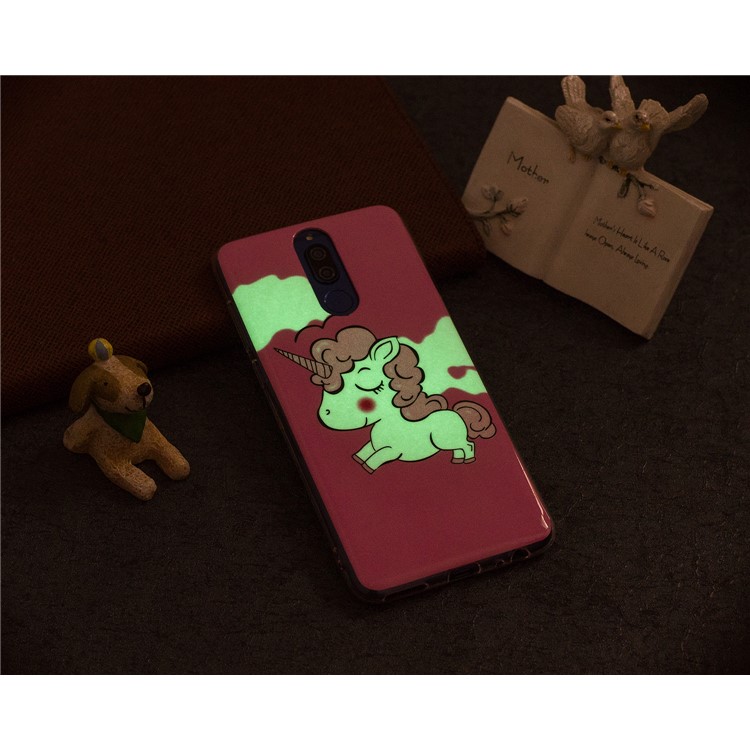 Luminous Glow Pattern Printing TPU Cover for Huawei Mate 10 Lite / nova 2i / Maimang 6 / Honor 9i (India) - Rose Background and Unicorn-6