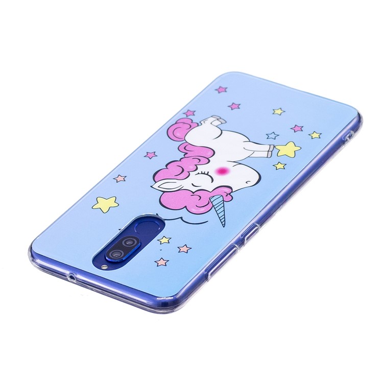 Luminous Glow Pattern Printing TPU Mobile Case for Huawei Mate 10 Lite / nova 2i / Maimang 6 / Honor 9i (India) - Blue Background and Unicorn-3